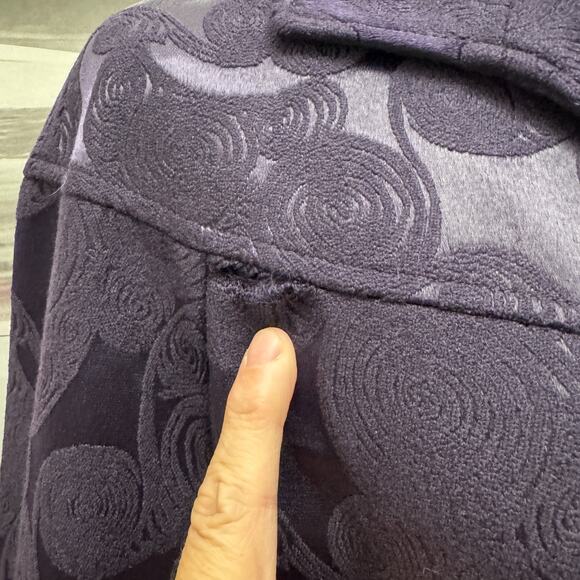 Lafayette 148 NY Navy Jacquard Swing Jacket Coat Size 12 Wool Blend 3/4 Sleeve - Picture 7 of 10